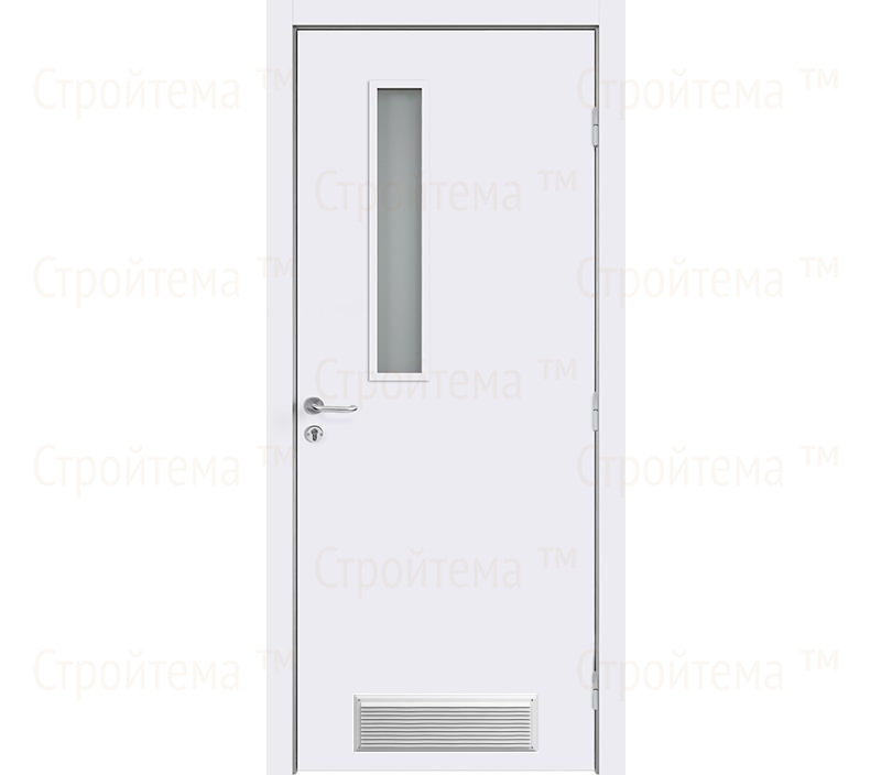 Противопожарная дверь с вентиляционной решеткой Dveriline SMART FIRE 9%-2 EIS30/38dB крашеная Белая