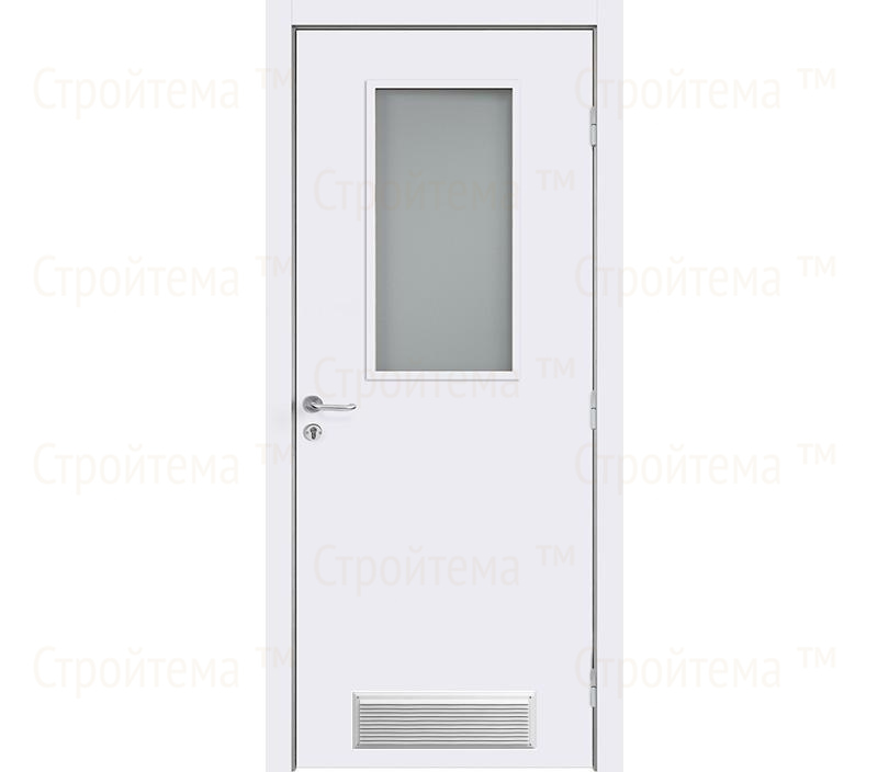 Противопожарная дверь с вентиляционной решеткой Dveriline SMART FIRE 25% EIS30/38dB крашеная Белая